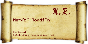 Merő Román névjegykártya